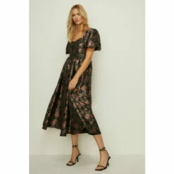 Oasis Floral Jacquard Bustier Midi Dress For Female