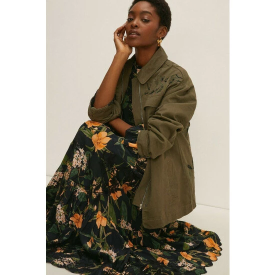 Oasis RHS Embellished Belted Parka For Female 4 Oasis RHS Embellished Belted Parka For Female - Image 2