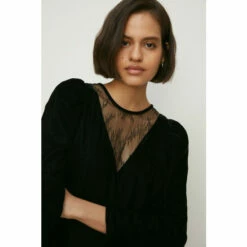 Oasis Lace Mix Velvet Skater Dress For Female -Oasis Sales Store unnamed file 1718