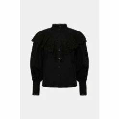 Oasis Detailed Broderie Lace Trim Ruffle Blouse For Female -Oasis Sales Store unnamed file 175