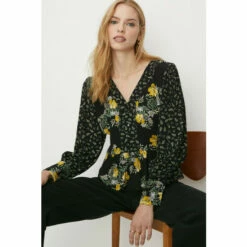 Oasis Hawaiian Leaf Button Tea Blouse For Female -Oasis Sales Store unnamed file 1768