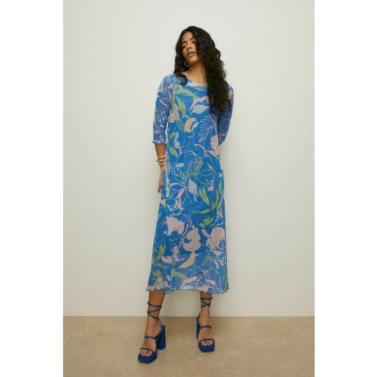 Oasis Petite Floral Mesh Midi Dress For Female 3 Oasis Petite Floral Mesh Midi Dress For Female