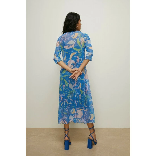Oasis Petite Floral Mesh Midi Dress For Female 5 Oasis Petite Floral Mesh Midi Dress For Female - Image 3