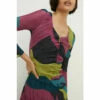 Oasis Abstract Metallic Plisse Midi Dress For Female