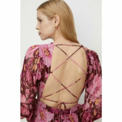 Oasis Metallic Floral Open Back Tiered Maxi Dress For Female -Oasis Sales Store unnamed file 1854