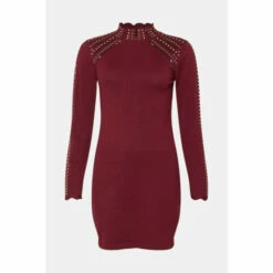 Oasis Statement Hotfix Scallop High Neck Mini Dress For Female -Oasis Sales Store unnamed file 1861