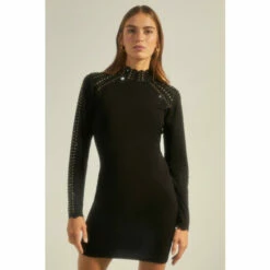 Oasis Statement Hotfix Scallop High Neck Mini Dress For Female -Oasis Sales Store unnamed file 1863
