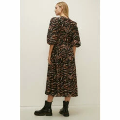 Oasis Zebra Puff Sleeve Midi Shirt Dress For Female -Oasis Sales Store unnamed file 1879