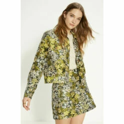 Oasis Floral Jacquard Pocket Detail Trucker Jacket For Female