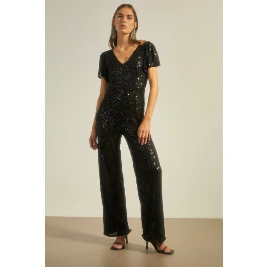 Oasis Sequin Angel Sleeve Jumpsuit For Female 8 Oasis Sequin Angel Sleeve Jumpsuit For Female - Image 6