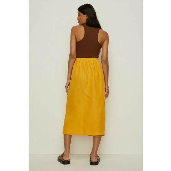 Oasis Linen Mix Button Detail Midi Skirt For Female 5 Oasis Linen Mix Button Detail Midi Skirt For Female - Image 3