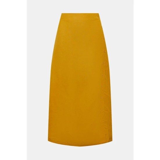 Oasis Linen Mix Button Detail Midi Skirt For Female 6 Oasis Linen Mix Button Detail Midi Skirt For Female - Image 4