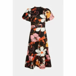 Oasis Large Floral Tiered Scuba Midi Dress For Female -Oasis Sales Store unnamed file 1903