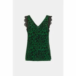 Oasis Green Floral Lace Trim Vest For Female -Oasis Sales Store unnamed file 1929