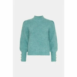 Oasis Wool Blend Statement Button Pointelle Jumper For Female -Oasis Sales Store unnamed file 1952