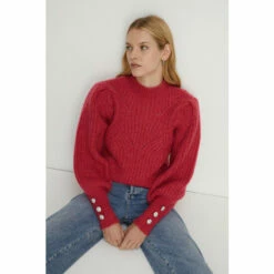 Oasis Wool Blend Statement Button Pointelle Jumper For Female -Oasis Sales Store unnamed file 1954