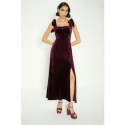 Oasis Velvet Tie Shoulder Dress For Female -Oasis Sales Store unnamed file 1961