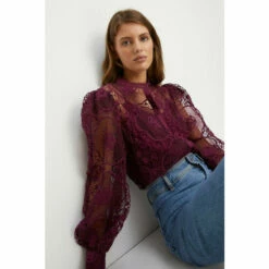 Oasis Premium Lace Scallop Trim Detailed Blouse For Female -Oasis Sales Store unnamed file 1977