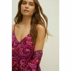 Oasis Bright Swirl Printed Satin Chemise For Female