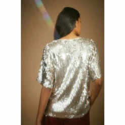 Oasis Silver Sequin Tee Shirt For Female -Oasis Sales Store unnamed file 1986