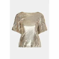 Oasis Silver Sequin Tee Shirt For Female -Oasis Sales Store unnamed file 1987