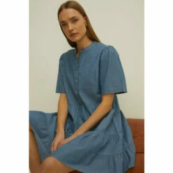 Oasis Short Sleeved Pintuck Mini Dress For Female