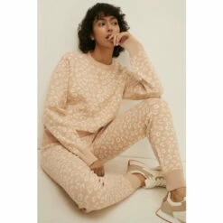 Oasis Leopard Knitted Lounge Set For Female