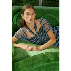 Oasis Dobby Mesh Zebra Bardot Tie Neck Midi Dress For Female -Oasis Sales Store unnamed file 2076