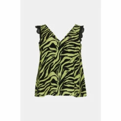 Oasis Plus Size Lace Trim Zebra Print Vest For Female -Oasis Sales Store unnamed file 2126