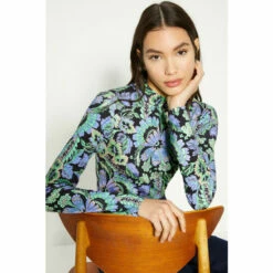 Oasis Jersey Paisley Funnel Neck Long Sleeve Top For Female -Oasis Sales Store unnamed file 2153