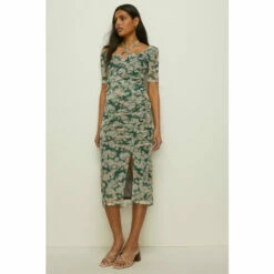 Oasis Floral Print Mesh Ruched Side Midi Skirt For Female -Oasis Sales Store unnamed file 2158