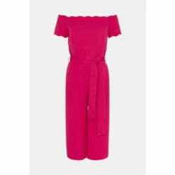Oasis Petite Scallop Belted Bardot Jumpsuit For Female -Oasis Sales Store unnamed file 2178