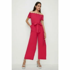 Oasis Petite Scallop Belted Bardot Jumpsuit For Female -Oasis Sales Store unnamed file 2179