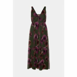 Oasis Dobby Mesh Floral Knot Strap Midi Dress For Female -Oasis Sales Store unnamed file 2183