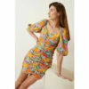Oasis Bright Floral Ruched Front Mini Dress For Female -Oasis Sales Store unnamed file 2185