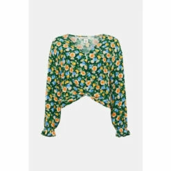 Oasis Garden Floral Twist Drape Hem Top For Female -Oasis Sales Store unnamed file 2193