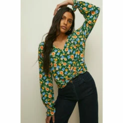 Oasis Garden Floral Twist Drape Hem Top For Female -Oasis Sales Store unnamed file 2194