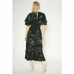 Oasis Mono Floral Printed Frill Detail Belted Midi Dress For Female -Oasis Sales Store unnamed file 22