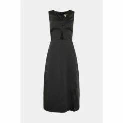 Oasis Petite Stretch Satin Twist Detail Midi Dress For Female -Oasis Sales Store unnamed file 2219