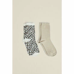 Oasis Leopard Sparkle 2 Pack Socks For Female