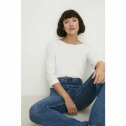 Oasis Essential Cotton 3/4 Sleeve Slash Neck Jersey Top For Female -Oasis Sales Store unnamed file 2257