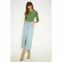 Oasis Essential Cotton 3/4 Sleeve Slash Neck Jersey Top For Female -Oasis Sales Store unnamed file 2259