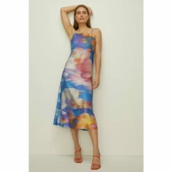 Oasis Abstract Shimmer Jersey Tie Back Cami Dress For Female