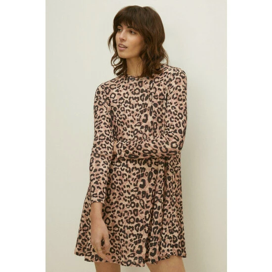 Oasis Animal Mesh Trapeze Long Sleeve Mini Dress For Female 4 Oasis Animal Mesh Trapeze Long Sleeve Mini Dress For Female - Image 2