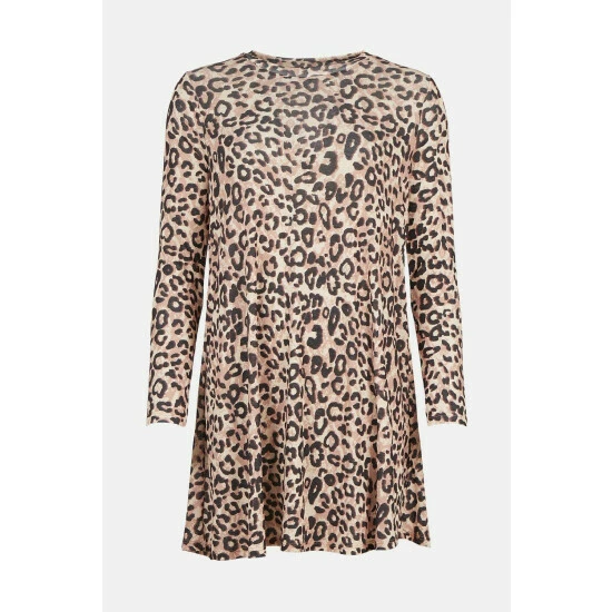 Oasis Animal Mesh Trapeze Long Sleeve Mini Dress For Female 6 Oasis Animal Mesh Trapeze Long Sleeve Mini Dress For Female - Image 4