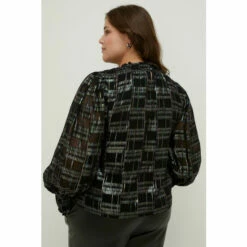 Oasis Plus Size High Neck Metallic Floral Blouse For Female -Oasis Sales Store unnamed file 2305