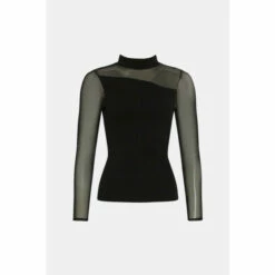 Oasis Jersey Crepe Mesh Detail Funnel Top For Female -Oasis Sales Store unnamed file 2322