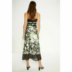 Oasis Garden Floral Lace Trim Satin Midi Dress For Female -Oasis Sales Store unnamed file 236