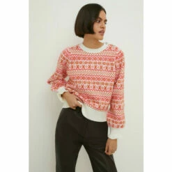 Oasis Petite Statement Button Fairisle Jumper For Female -Oasis Sales Store unnamed file 2364
