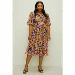 Oasis Plus Size Floribunda Organza Wrap Midi Dress For Female